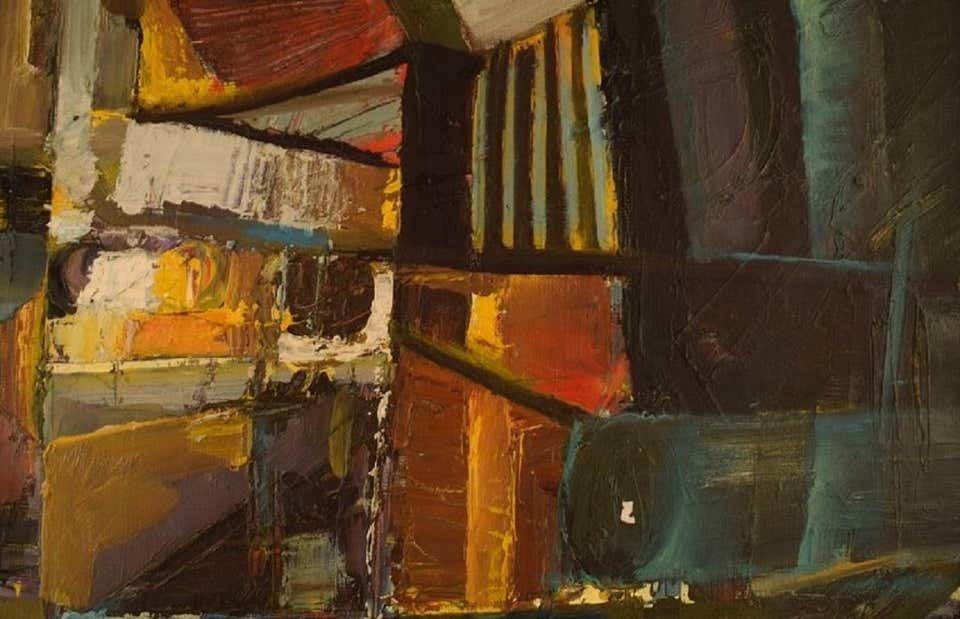 Alf Johansson '1934 2020', Swedish Artist, Oil On Canvas, Abstract Composition photo Art