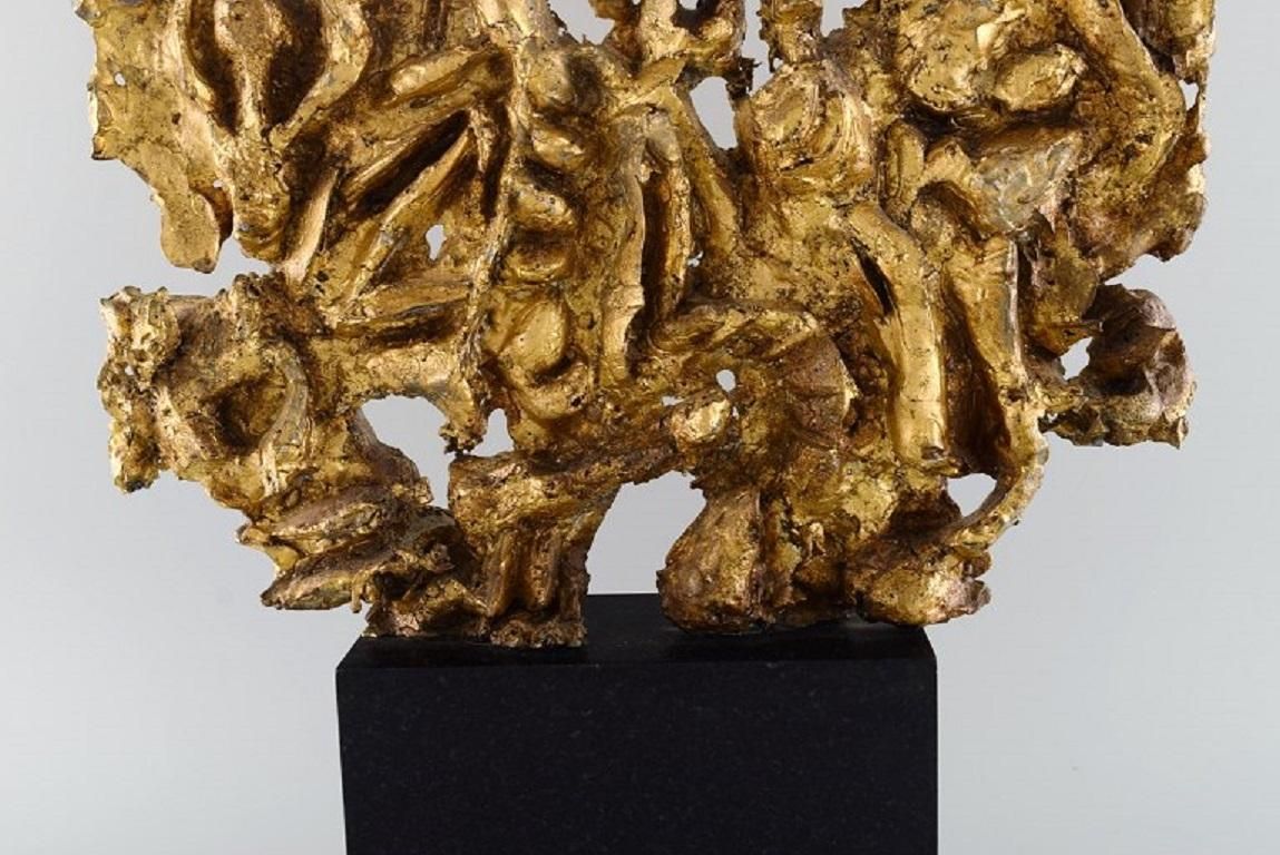 European Sculptor, Large Sculpture In Gold Decorated Metal On Marble Plinth photo Art