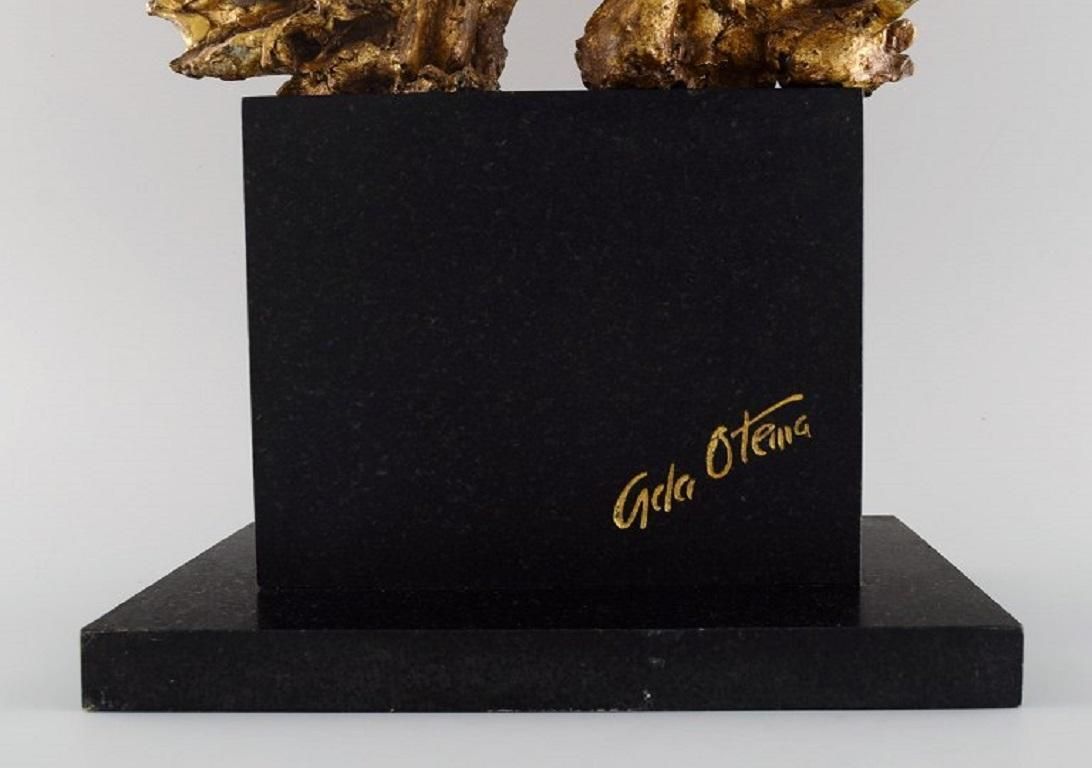 European Sculptor, Large Sculpture In Gold Decorated Metal On Marble Plinth photo vinterior