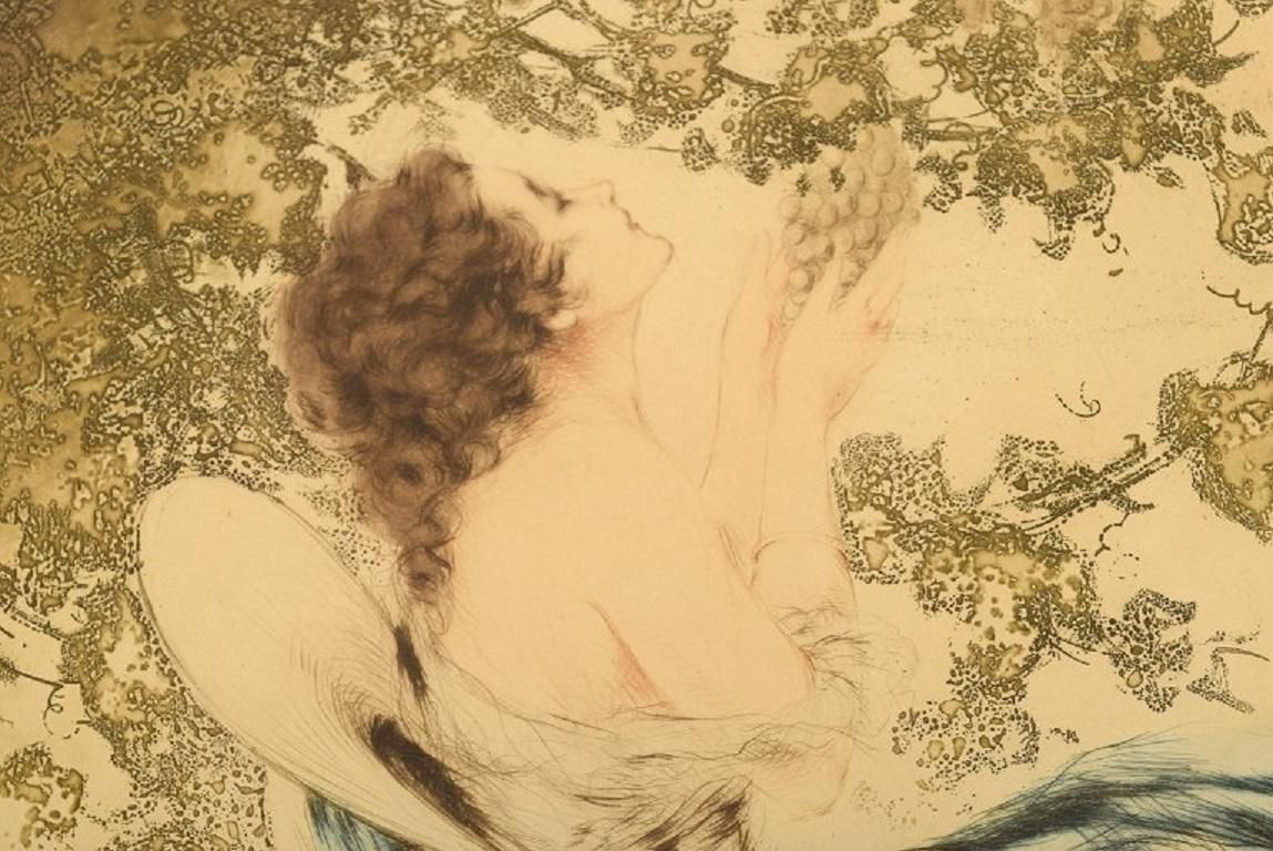 Louis Icart '1888 1950', Young Woman Picking Grapes, Etching/Paper, Ca 1920 photo Art
