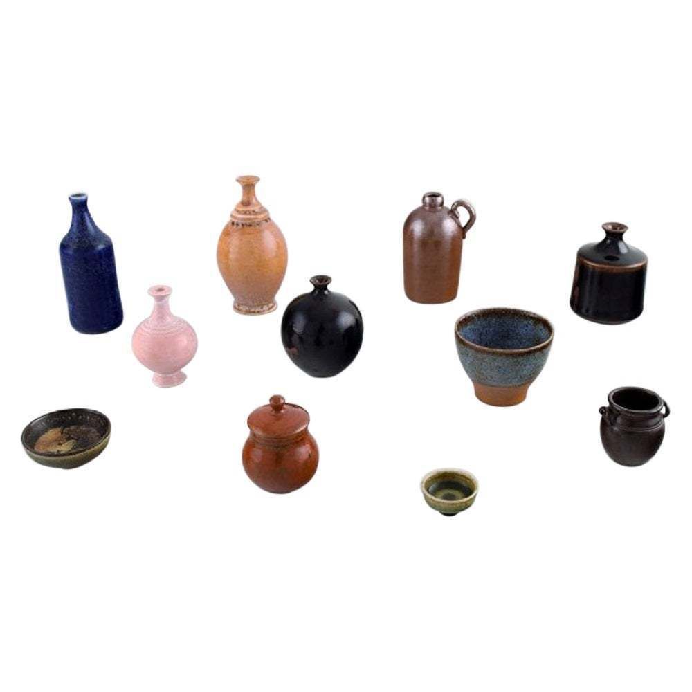 Enköping And Munk Keramik Among Others. Collection Of 11 Miniature Vases