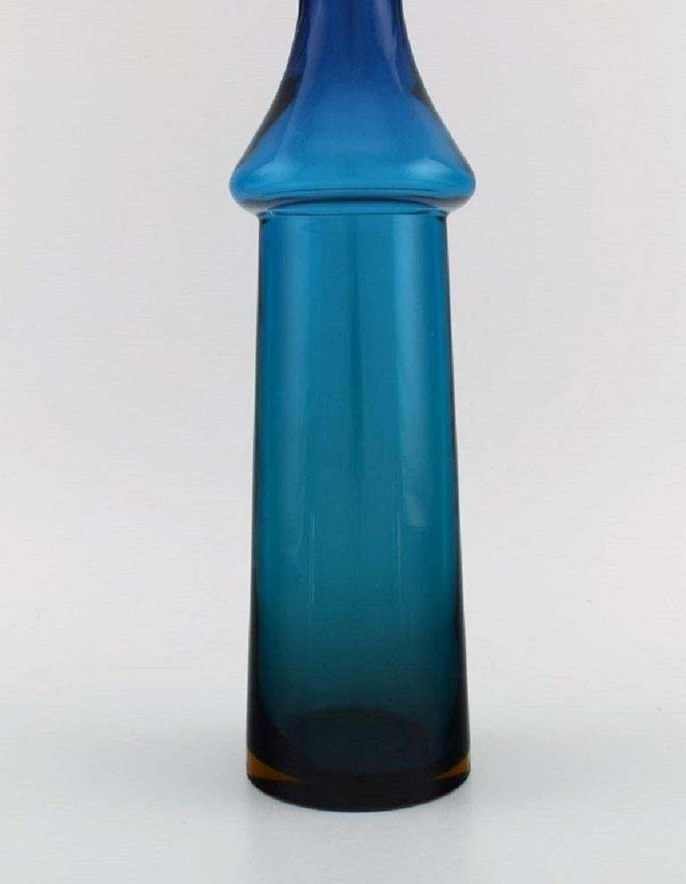 Göran Wärff For Pukeberg, Large Tropico Decanter In Blue Mouth Blown Art Glass photo Home Decor