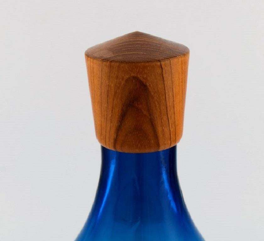 Göran Wärff For Pukeberg, Large Tropico Decanter In Blue Mouth Blown Art Glass photo 542.0