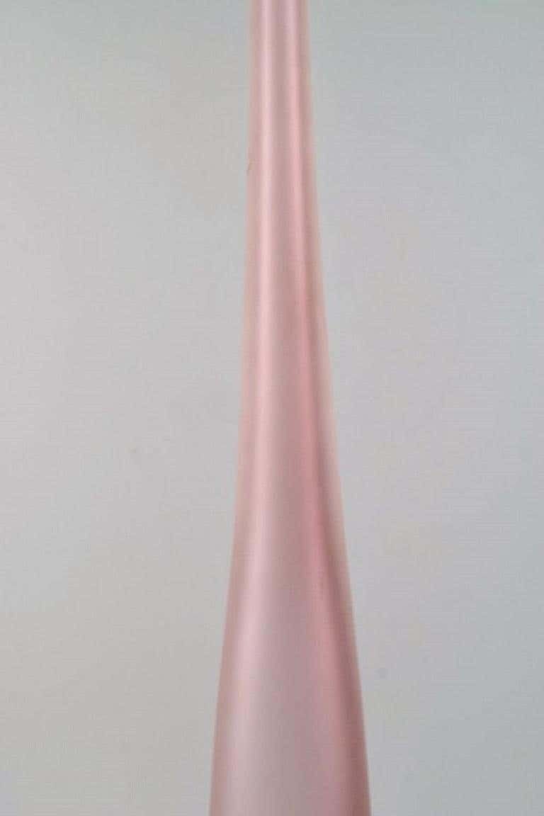 Colossal Murano Vase In Pink And Frosted Mouth Blown Art Glass photo 1264.0