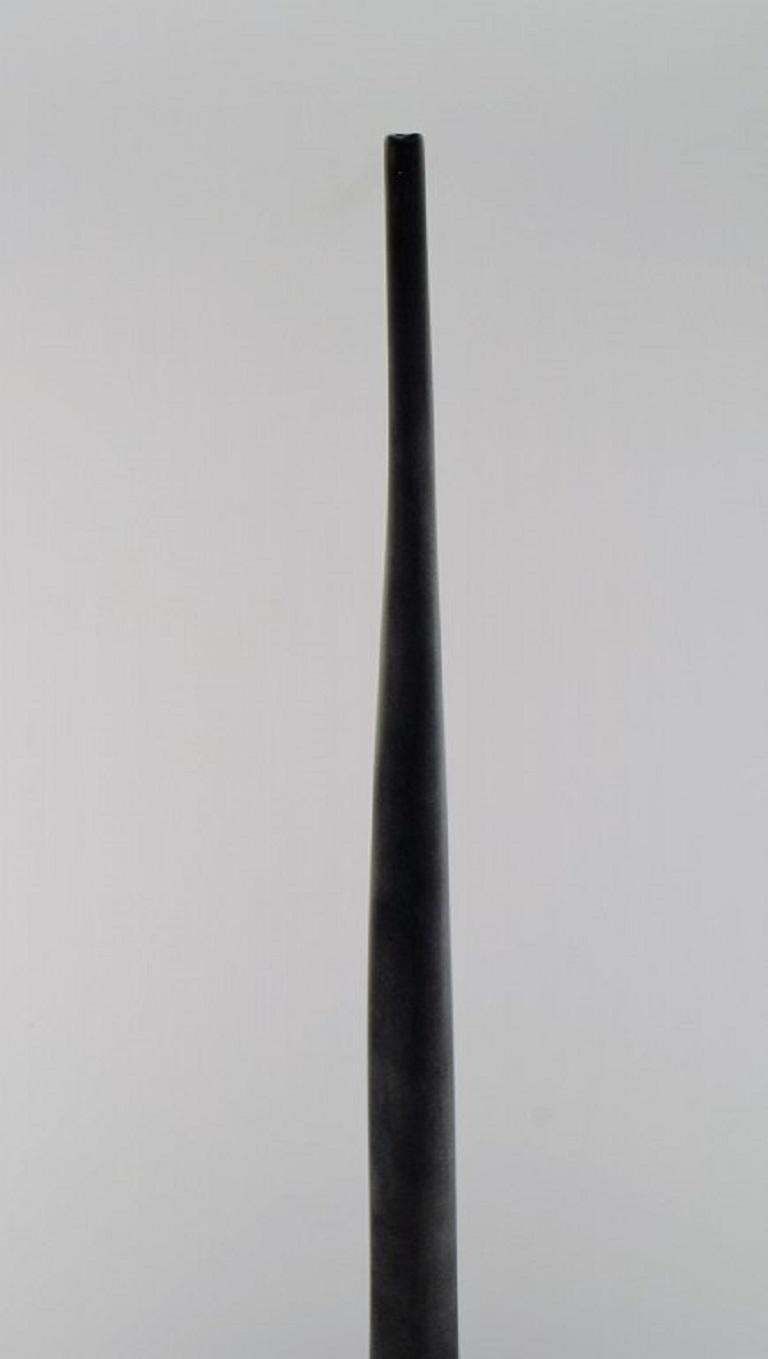 Colossal Drop Shaped Murano Vase In Matt Black Mouth Blown Art Glass. photo Home Decor