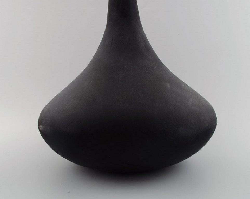 Colossal Drop Shaped Murano Vase In Matt Black Mouth Blown Art Glass. photo buy