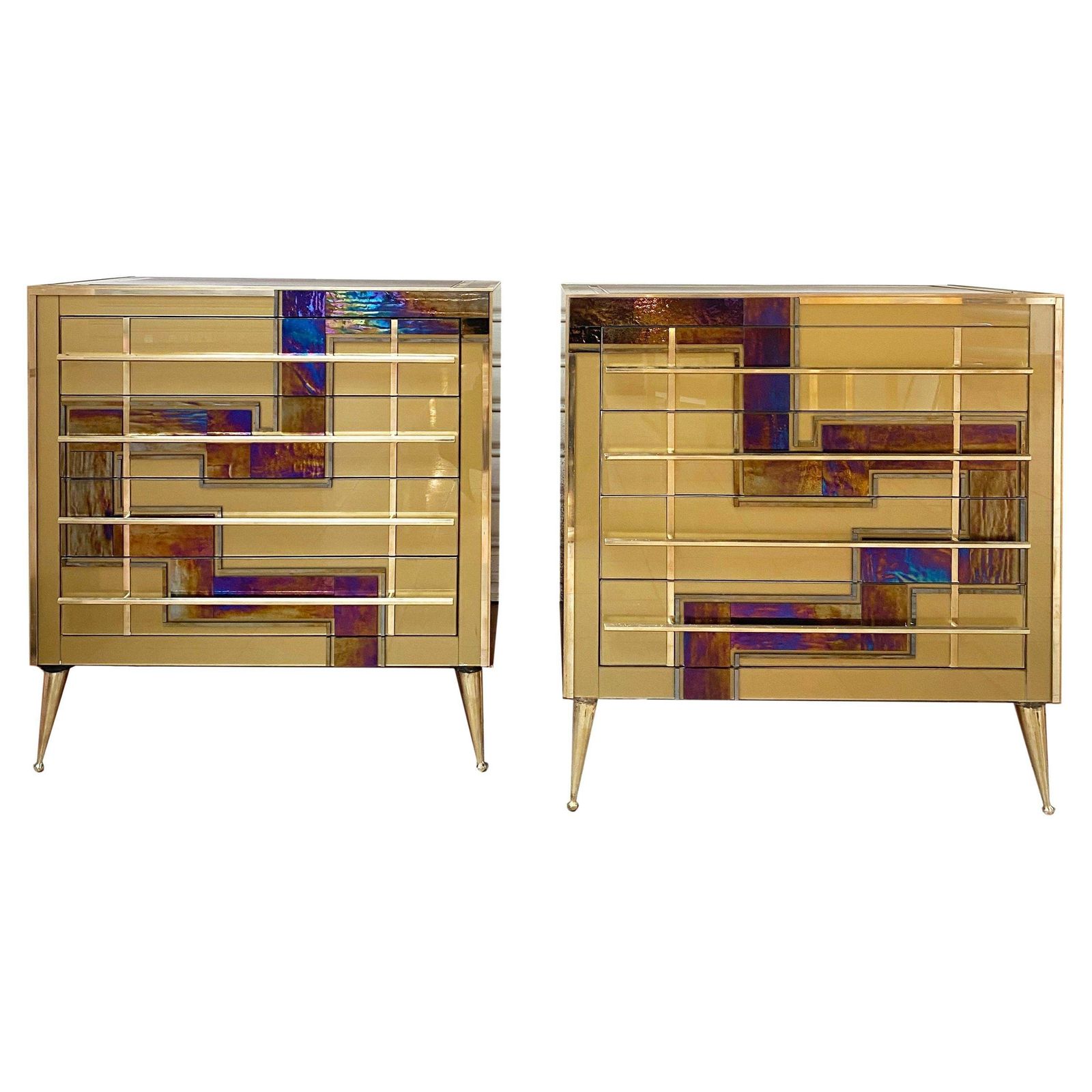 Pair Of Golden Dressers With 70 Drawers