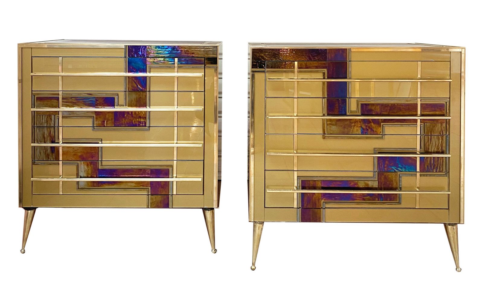Pair Of Golden Dressers With 70 Drawers photo furniture