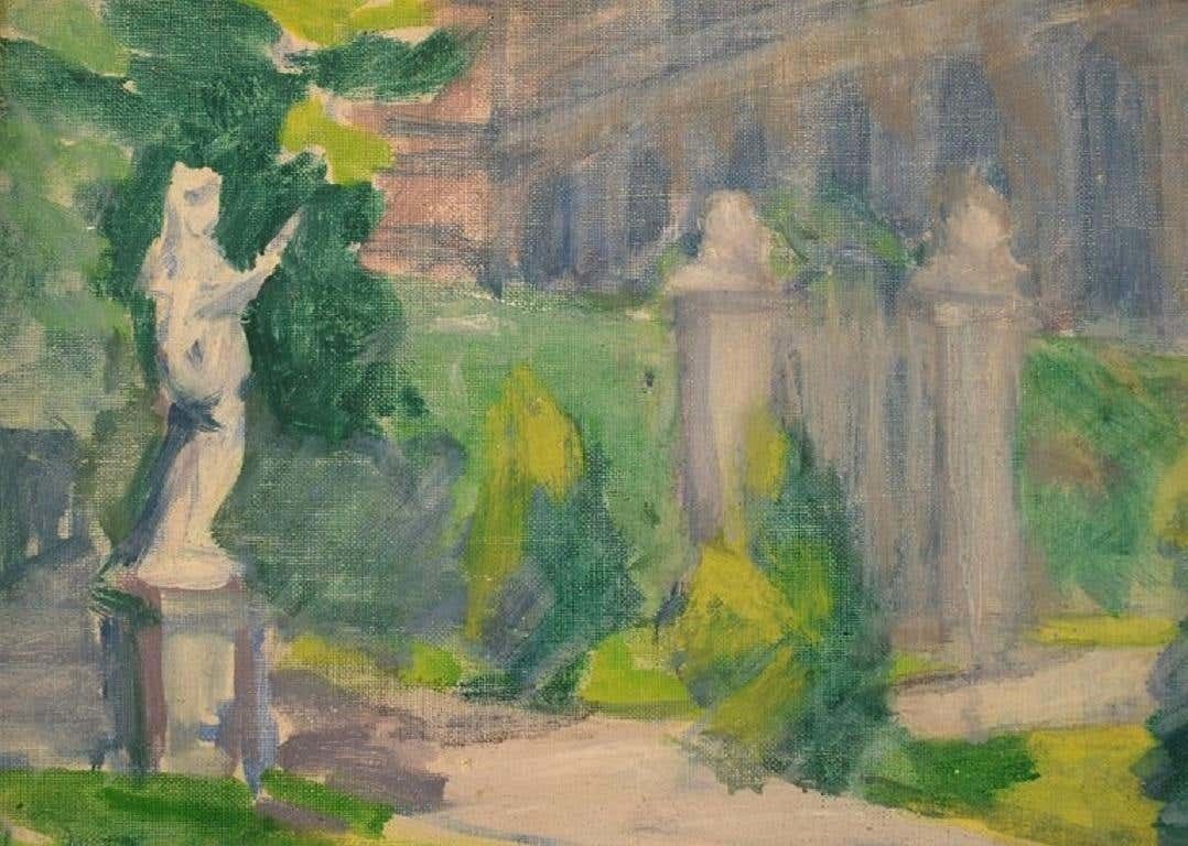 Niels Grønbech, Danish Painter, Oil On Board, Modernist Park Motif photo for sale