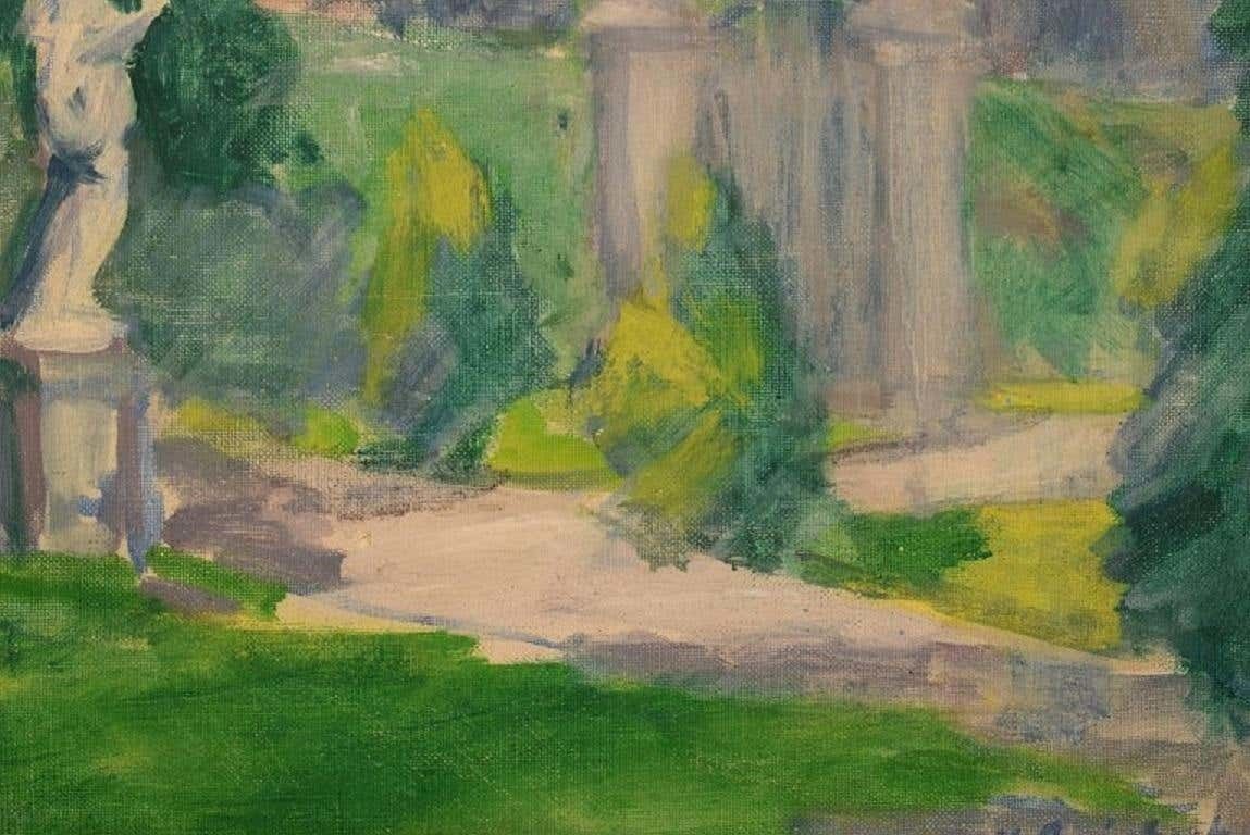 Niels Grønbech, Danish Painter, Oil On Board, Modernist Park Motif photo 722.0
