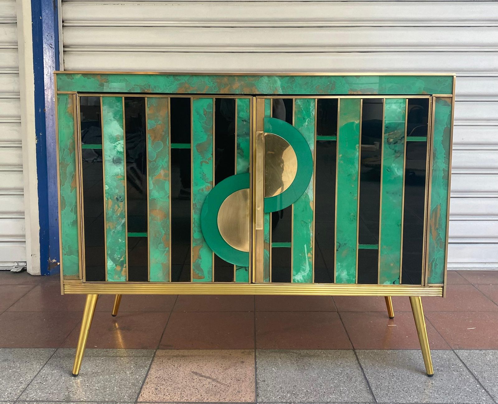 Green Murano Glass Chest Of Drawers photo for sale