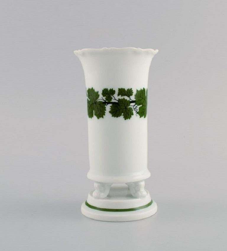 Meissen Green Ivy Vine Vase And Bowl In Hand Painted Porcelain, 1940's photo Home Decor