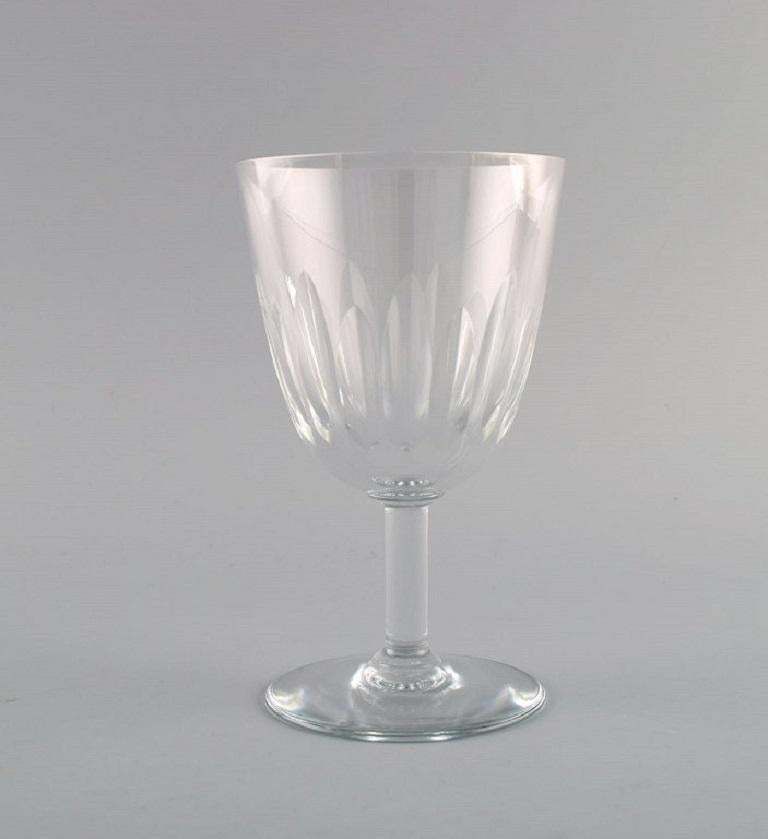 Baccarat, France, Six Art Deco Red Wine Glasses In Clear Crystal Glass photo for sale
