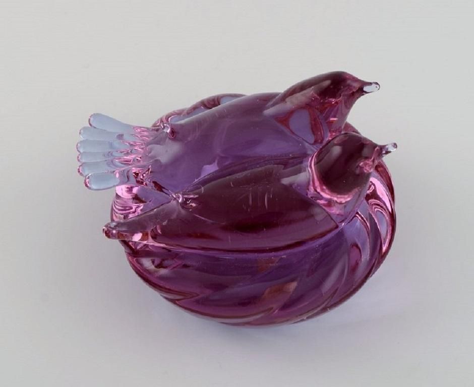 Archimede Seguso Venice Murano Sculpture In Art Glass Doves photo vinterior