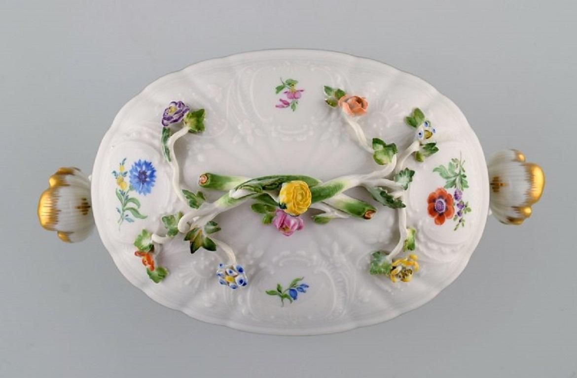 Meissen Porcelain Lidded Tureen With Hand Painted Flowers And Gold Edge photo Home Decor