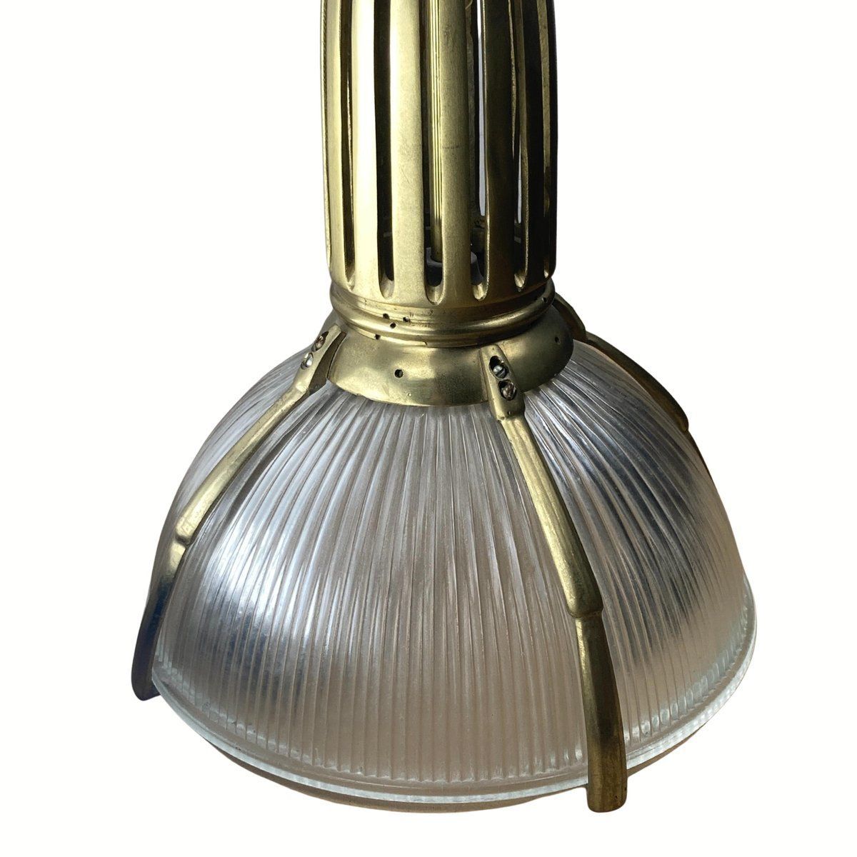Art Deco Holophane Cut Glass And Brass Wall Lamps, 1970s, Set Of 2 photo Lighting