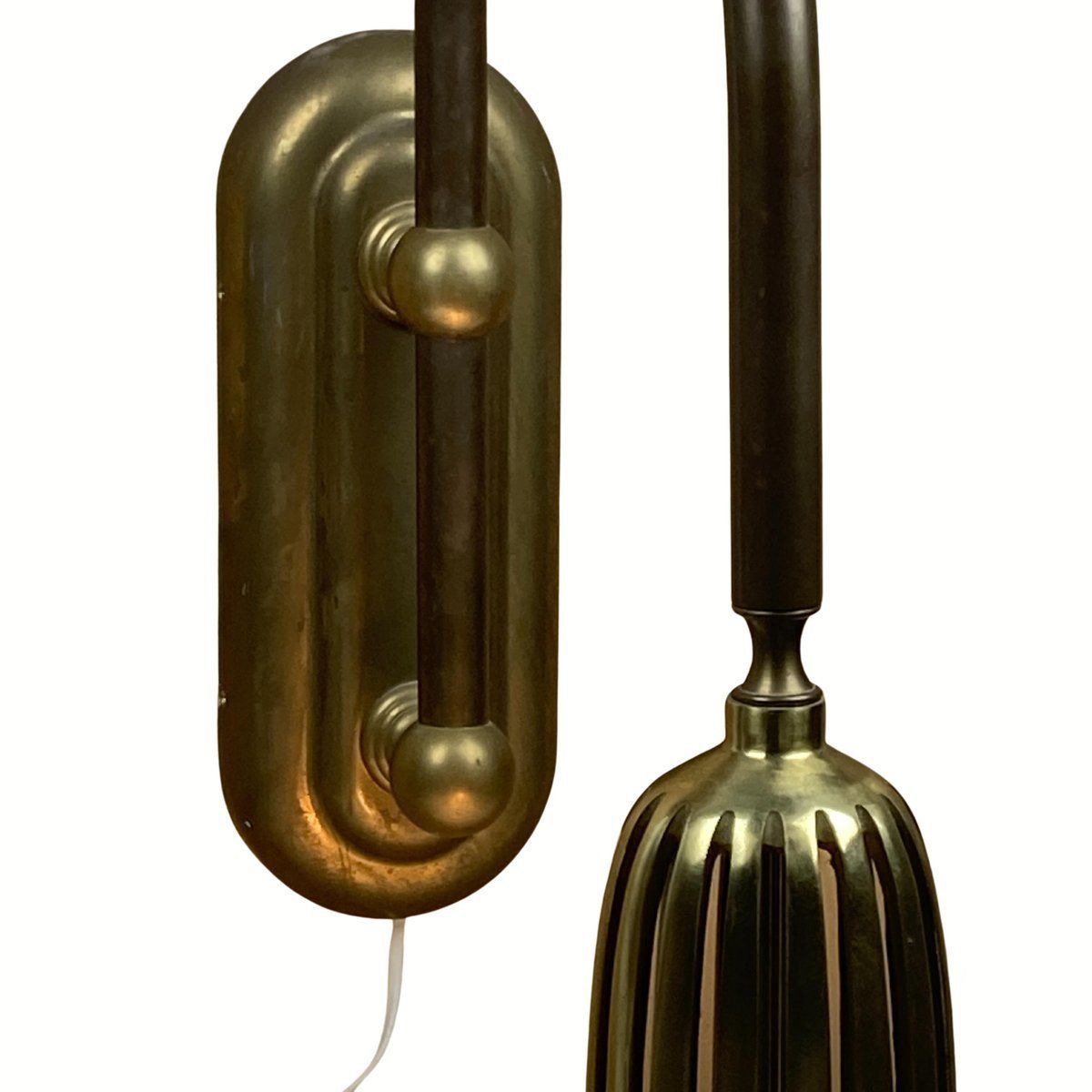 photo buy Art Deco Holophane Cut Glass And Brass Wall Lamps, 1970s, Set Of 2