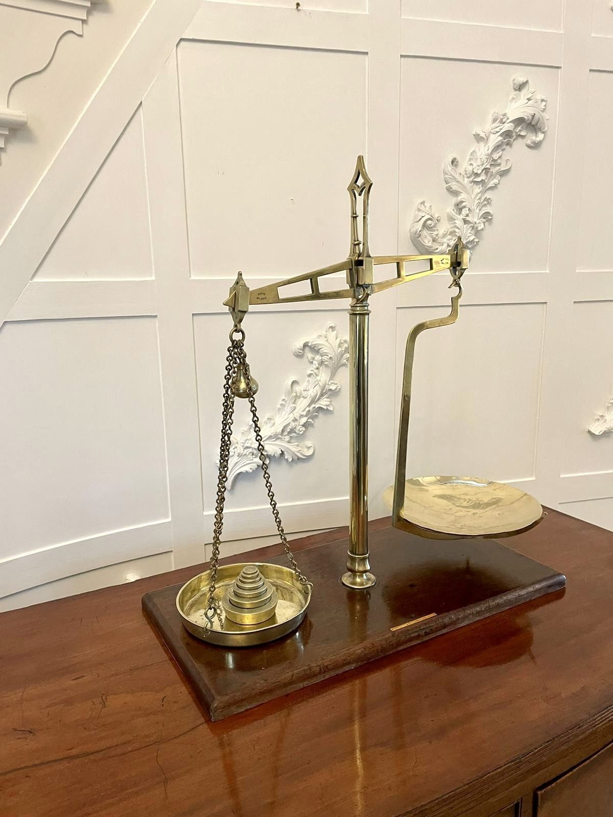 Antique 19th Century Pair Of Brass Scales photo for sale