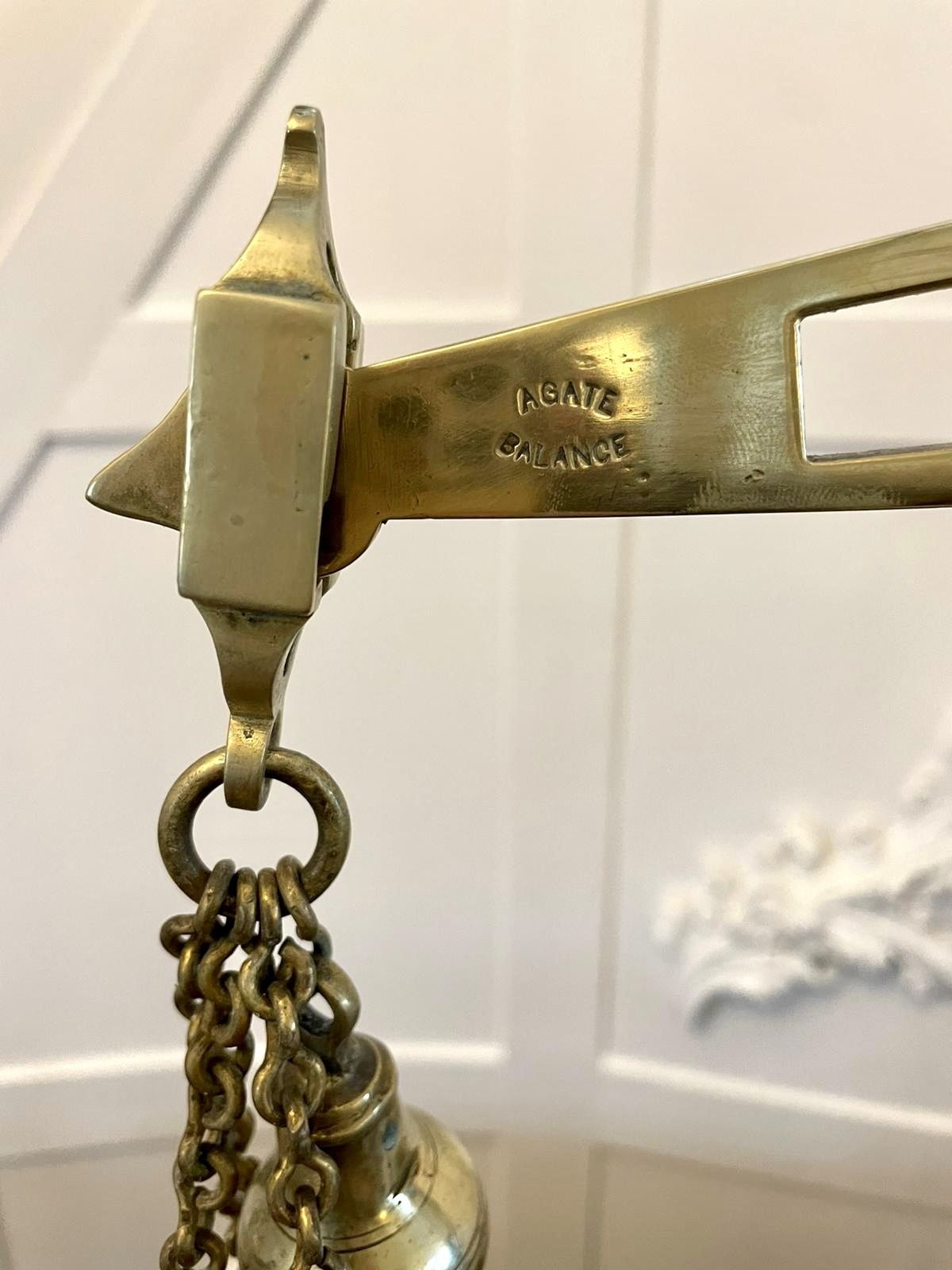 Antique 19th Century Pair Of Brass Scales photo vintage