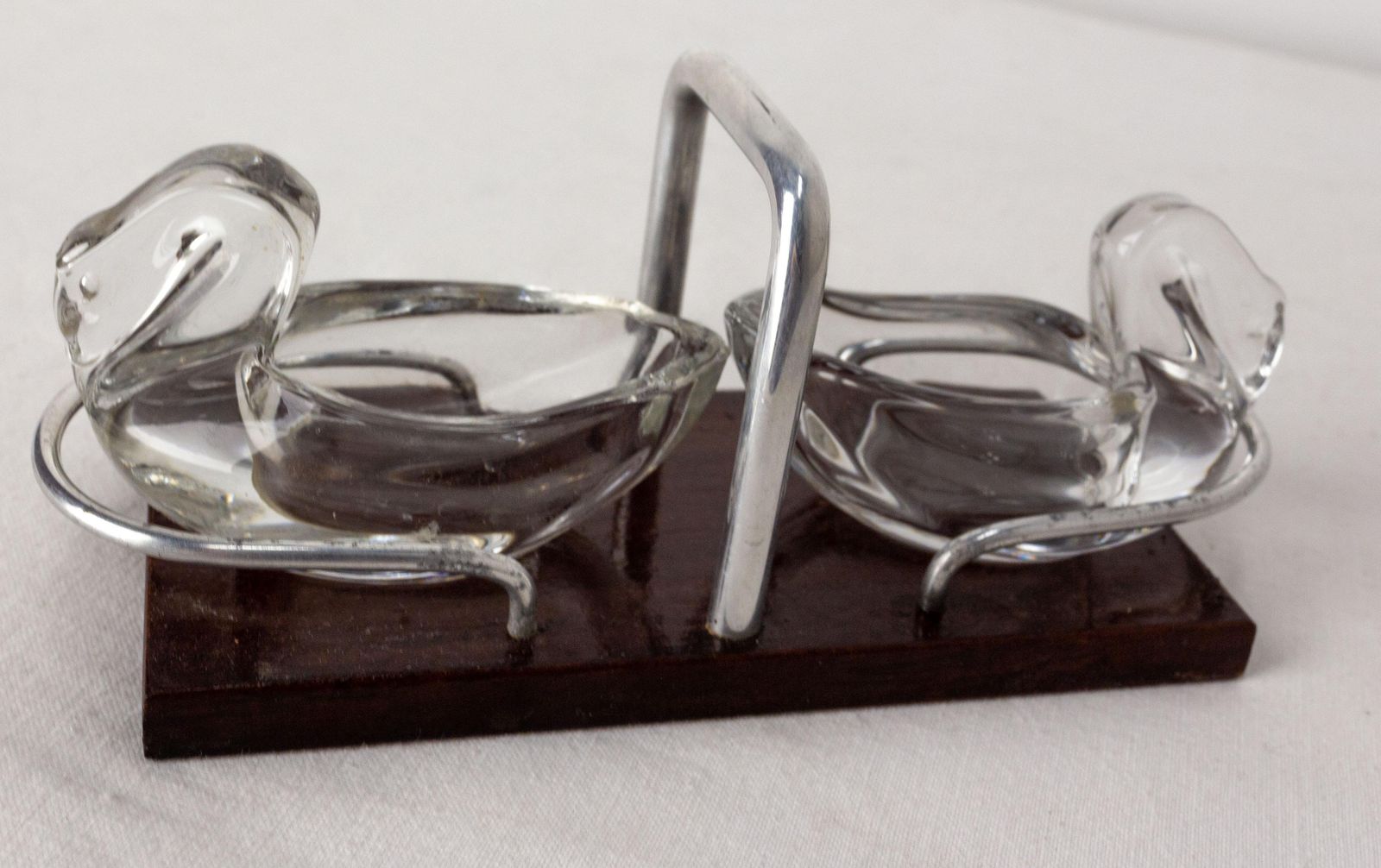 Set Of Salt And Pepper Shaker With Stand Swan Shaped France Mid Century photo for sale