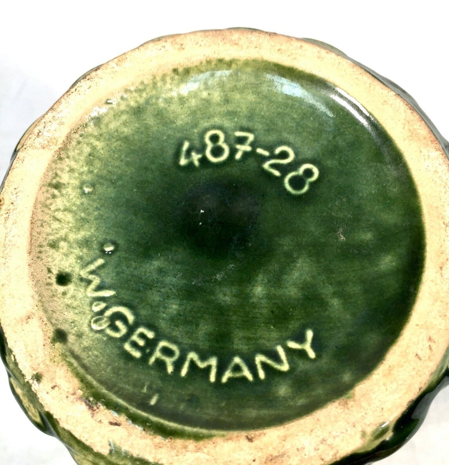 Vintage West German Pottery Vase / Jug / Green & Red / 1970s Retro photo vinterior