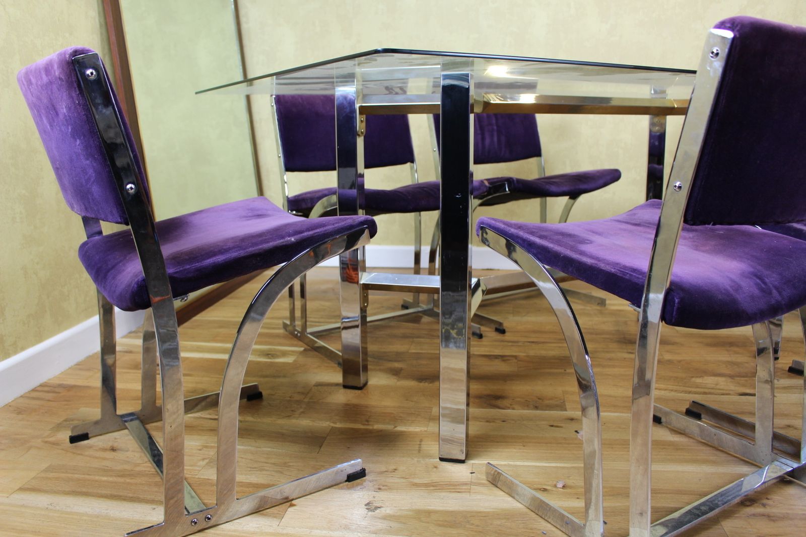 Italian 1970’s/80’s Glass And Metal Dining Table photo vinterior