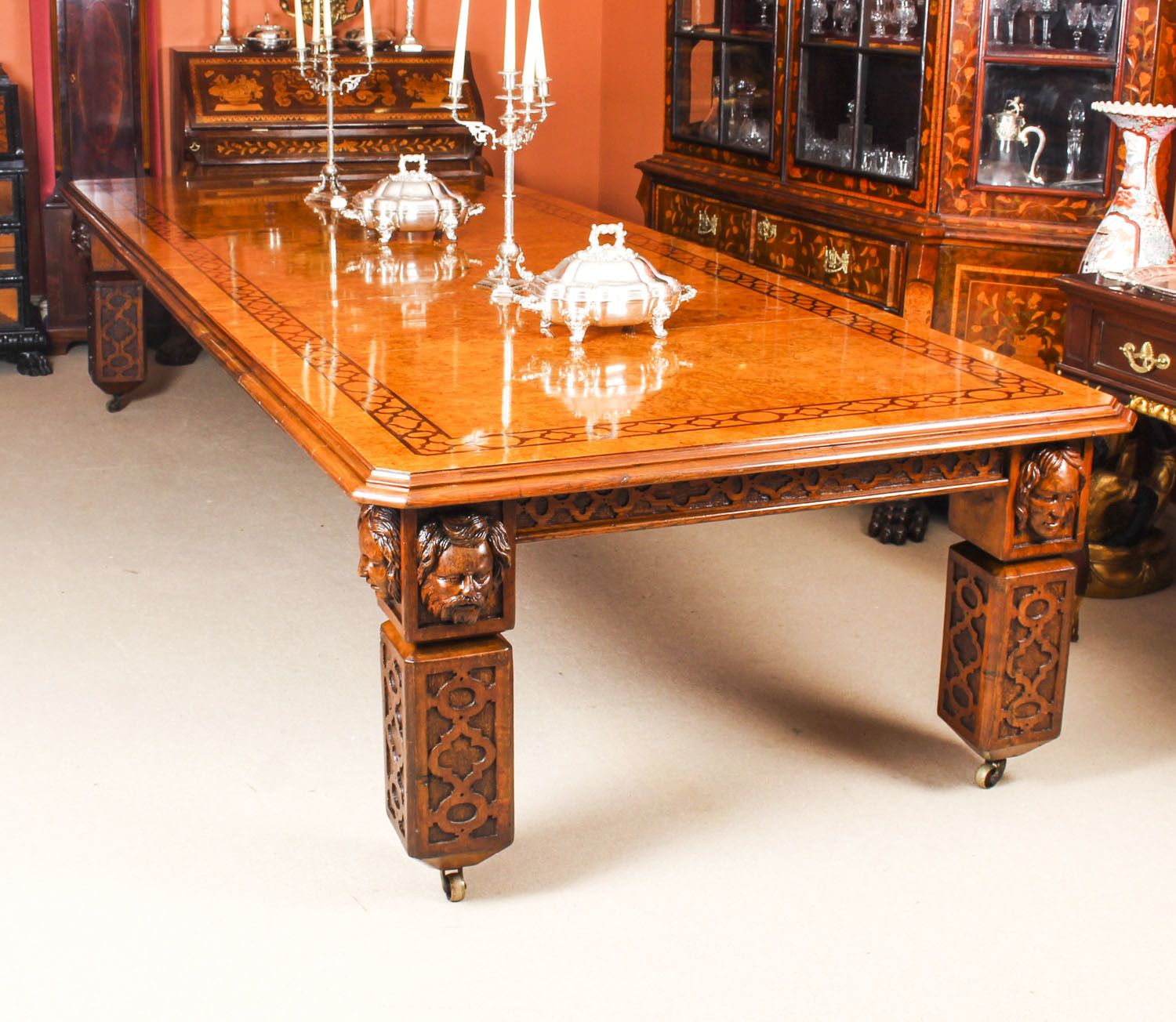 Antique 12ft Elizabethan Revival Pollard Oak Extending Dining Table 19th C photo for sale