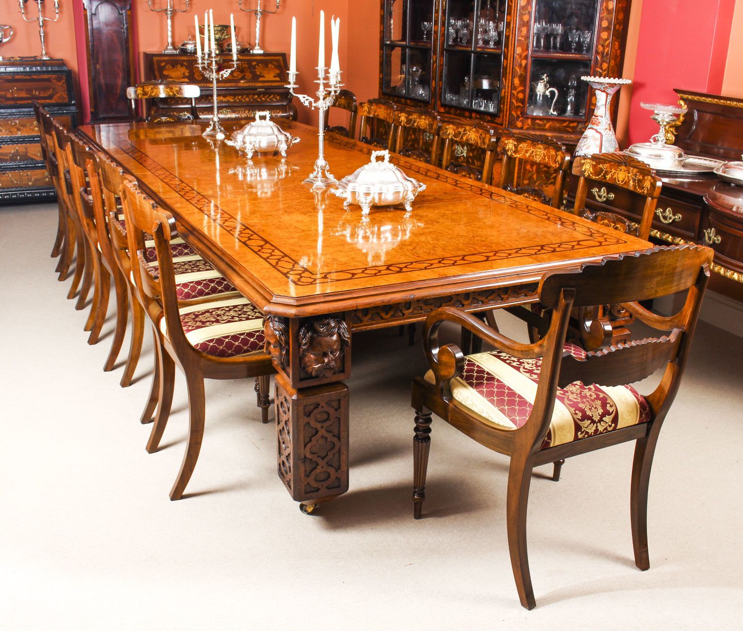 Antique 12ft Elizabethan Revival Pollard Oak Extending Dining Table 19th C photo Furniture