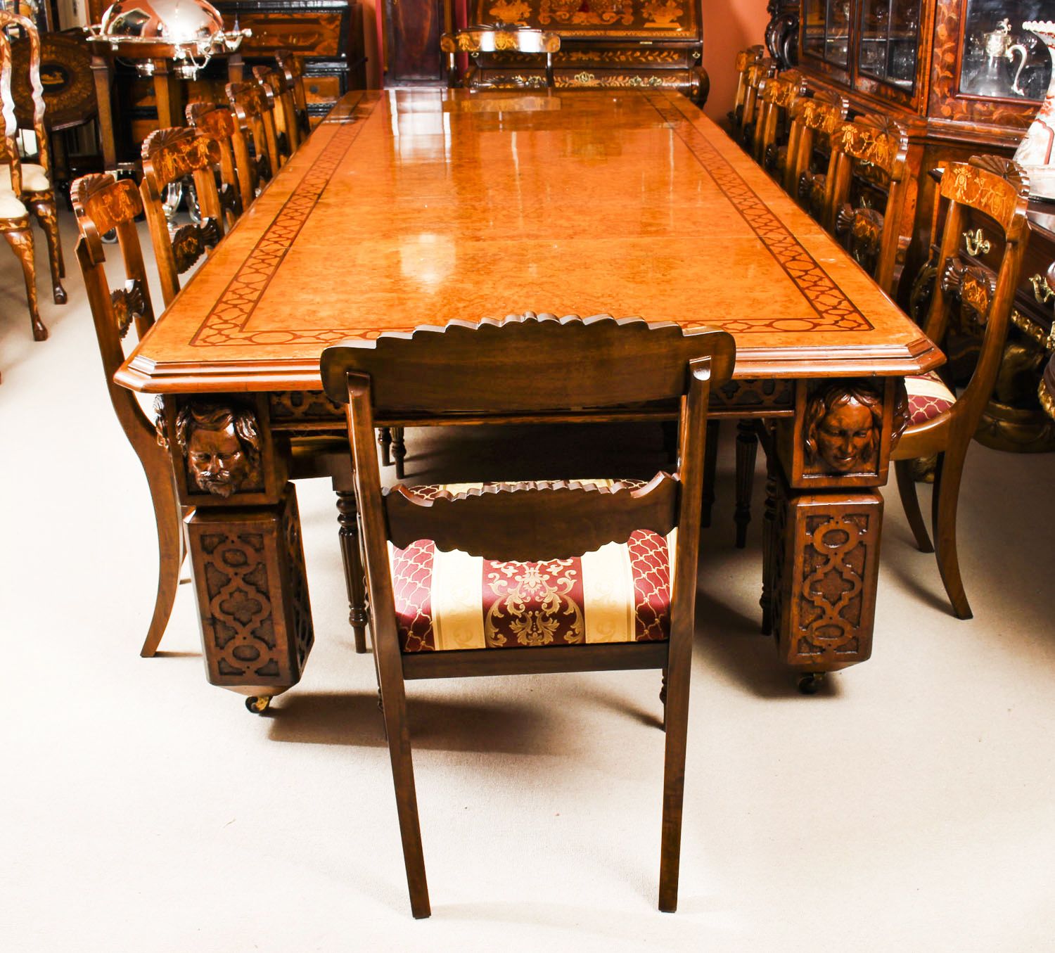 Antique 12ft Elizabethan Revival Pollard Oak Extending Dining Table 19th C photo 38500.0