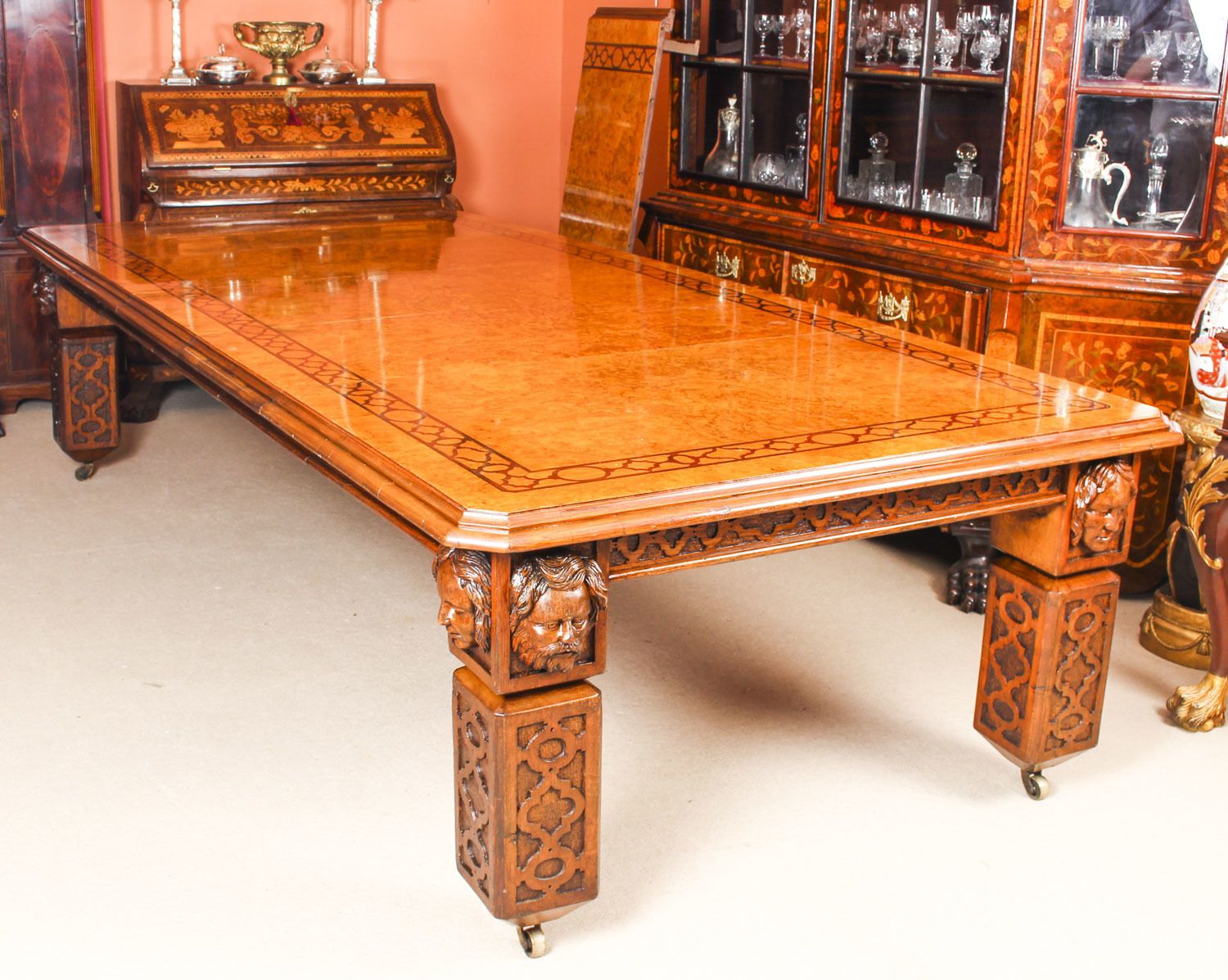 Antique 12ft Elizabethan Revival Pollard Oak Extending Dining Table 19th C photo buy
