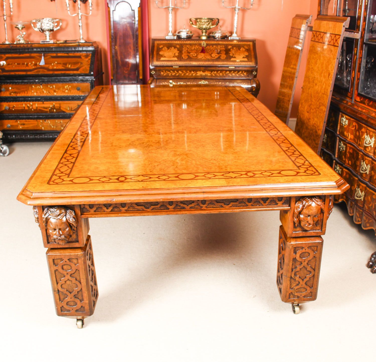 photo furniture Antique 12ft Elizabethan Revival Pollard Oak Extending Dining Table 19th C