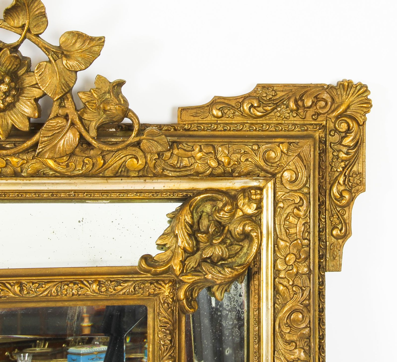 Antique French Giltwood Overmantel Louis Revival  Mirror C1860 19th C  160x103cm photo Home Decor
