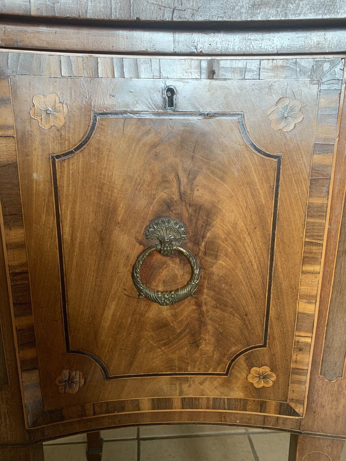 photo for sale Lovely Small Inlaid Late 18th Century Georgian Serpentine Sideboard.