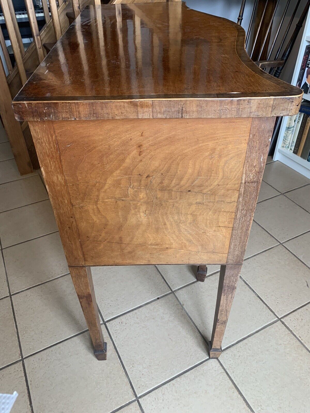 Furniture Lovely Small Inlaid Late 18th Century Georgian Serpentine Sideboard. photo