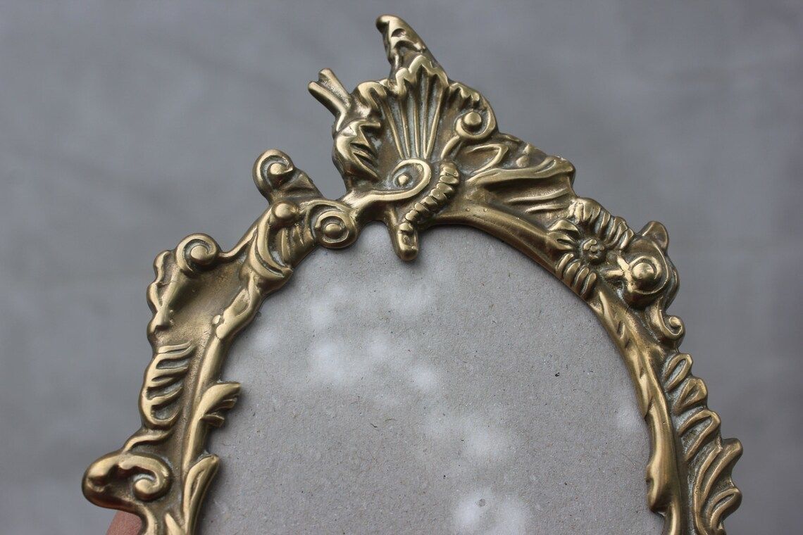 Two French Art Deco Brass Frames Stunning Ornate Photo Frame Adjustable Table Picture Frame Home Office Desk Decor photo vinterior
