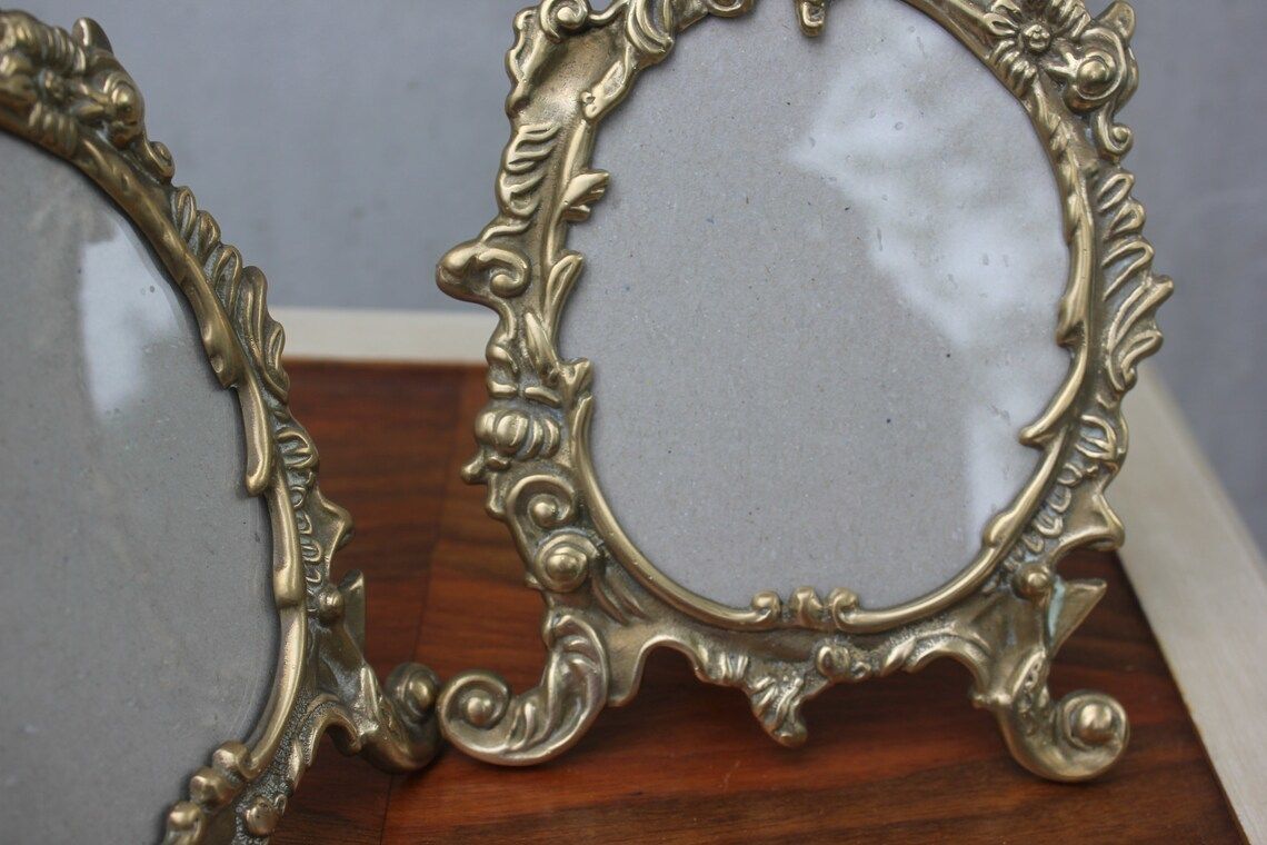 Two French Art Deco Brass Frames Stunning Ornate Photo Frame Adjustable Table Picture Frame Home Office Desk Decor photo buy