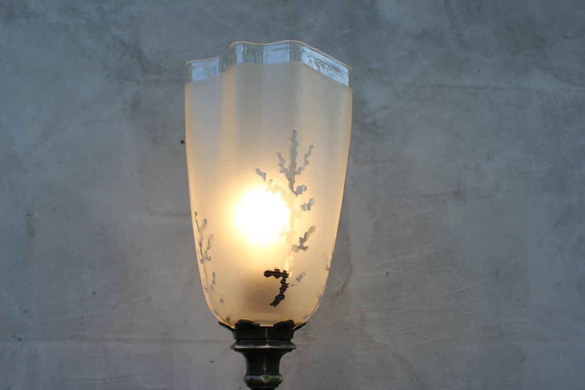 Vintage Brass Desk Lamp Reading Light Table Lamp Art Deco Library Lamp Banker Light photo 137.0