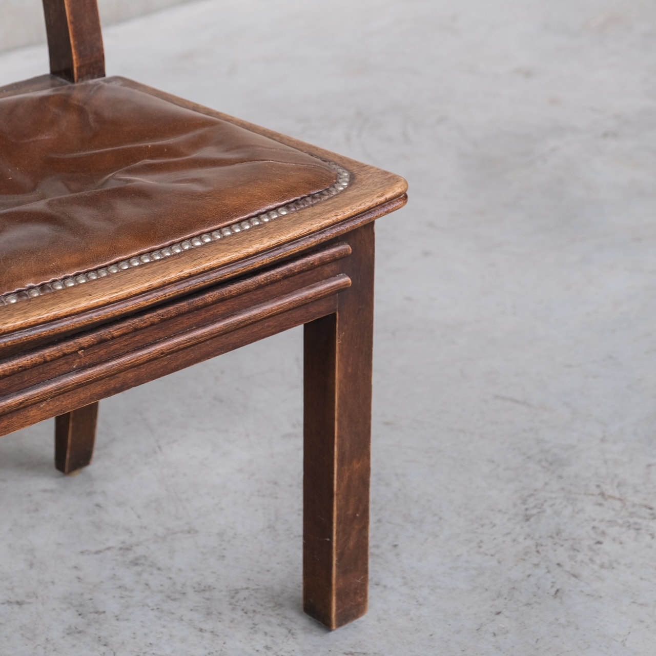 French Deco Oak Dining Chairs In Manner Of Dudouyt (6) photo buy