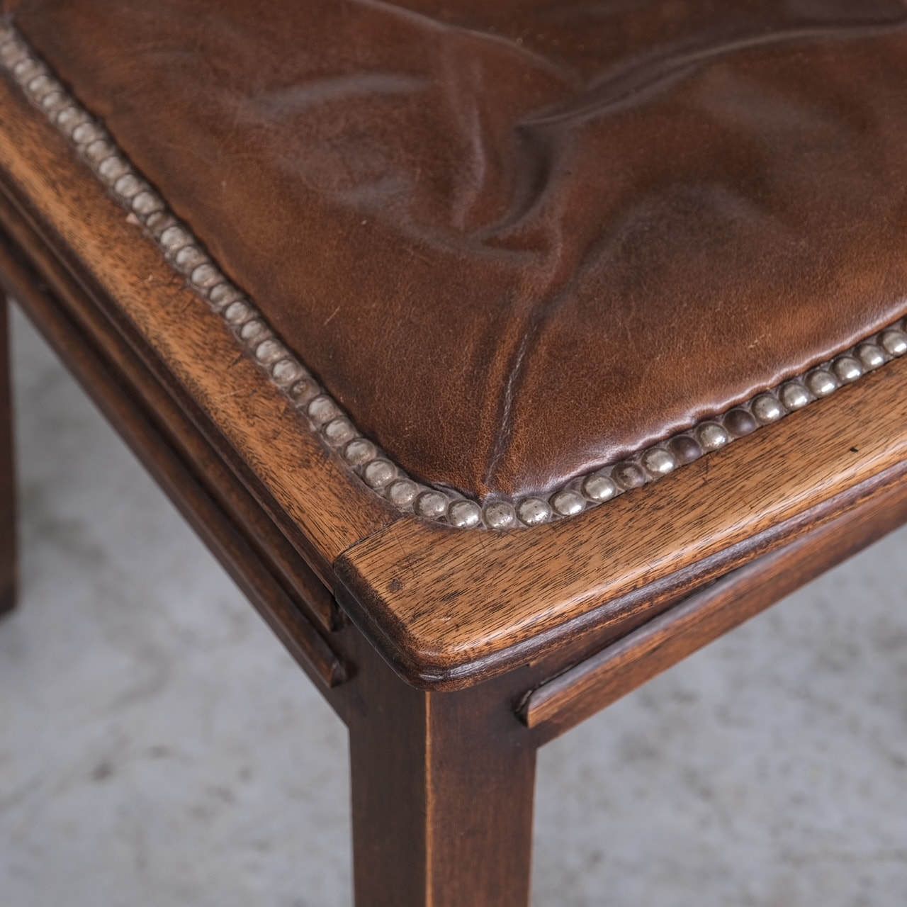 French Deco Oak Dining Chairs In Manner Of Dudouyt (6) photo vintage