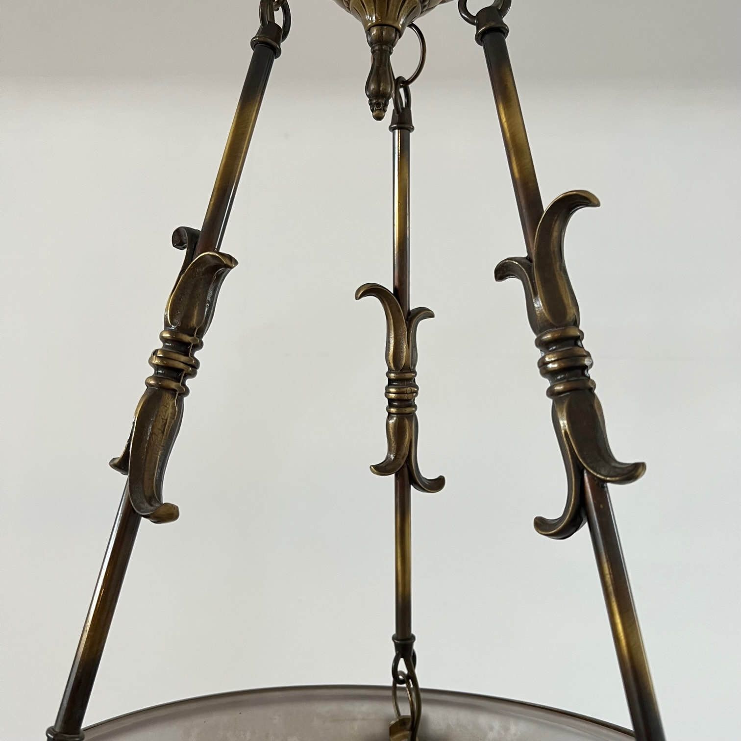 Brass And Frosted Glass Mid Century Swedish Plafonnier Light photo vinterior