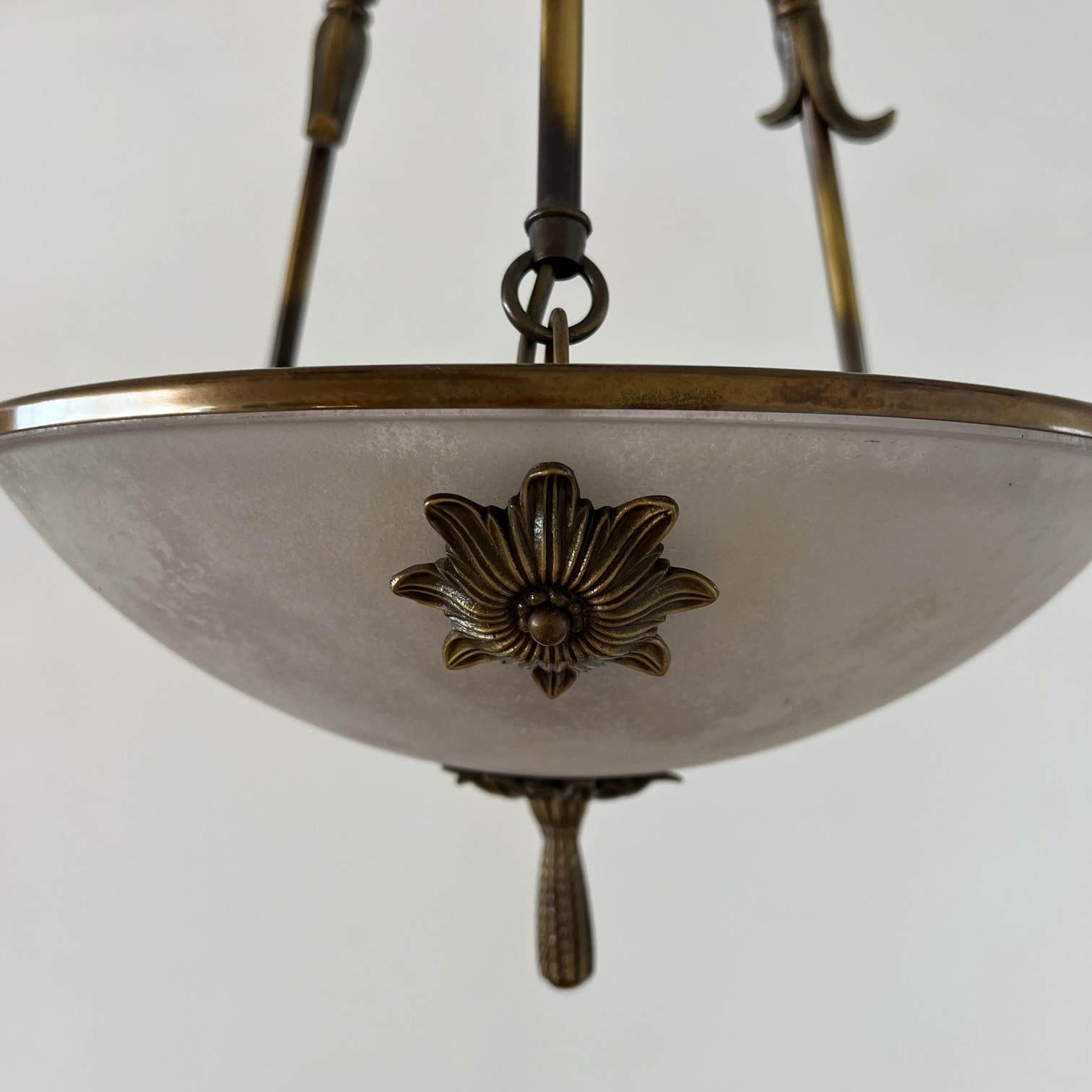 photo furniture Brass And Frosted Glass Mid Century Swedish Plafonnier Light