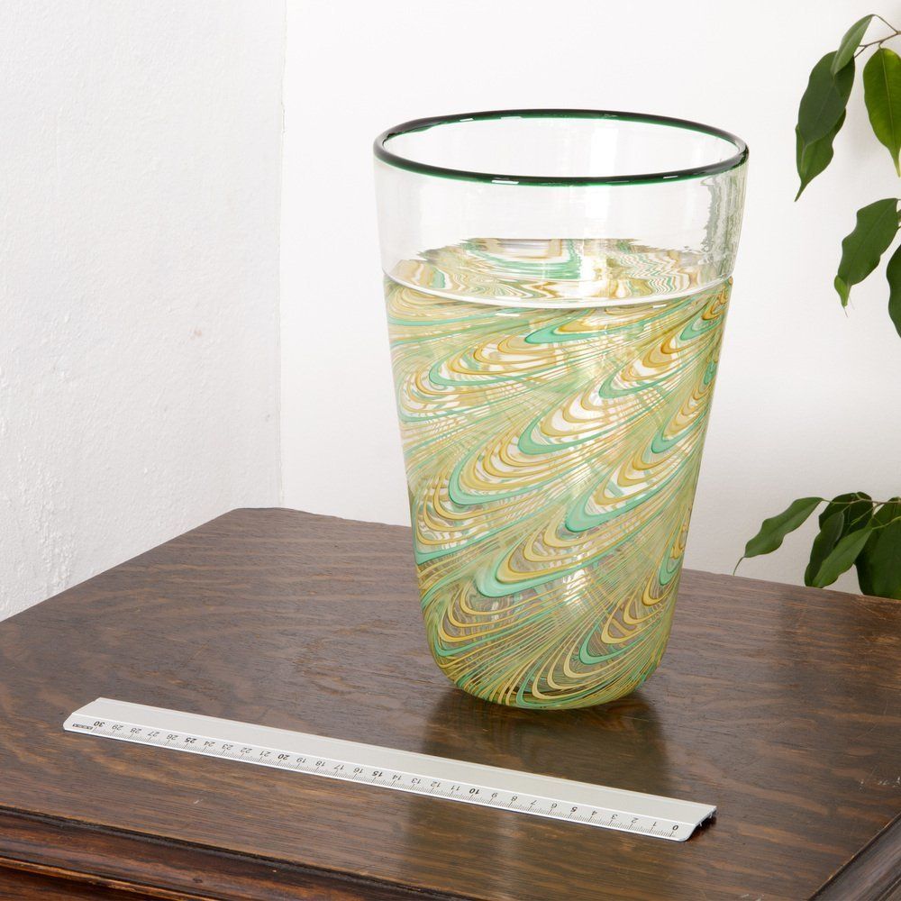 Phoenician Vase In Murano Glass With Polychrome Filigree And Crystal By Archimede Seguso photo 590.0