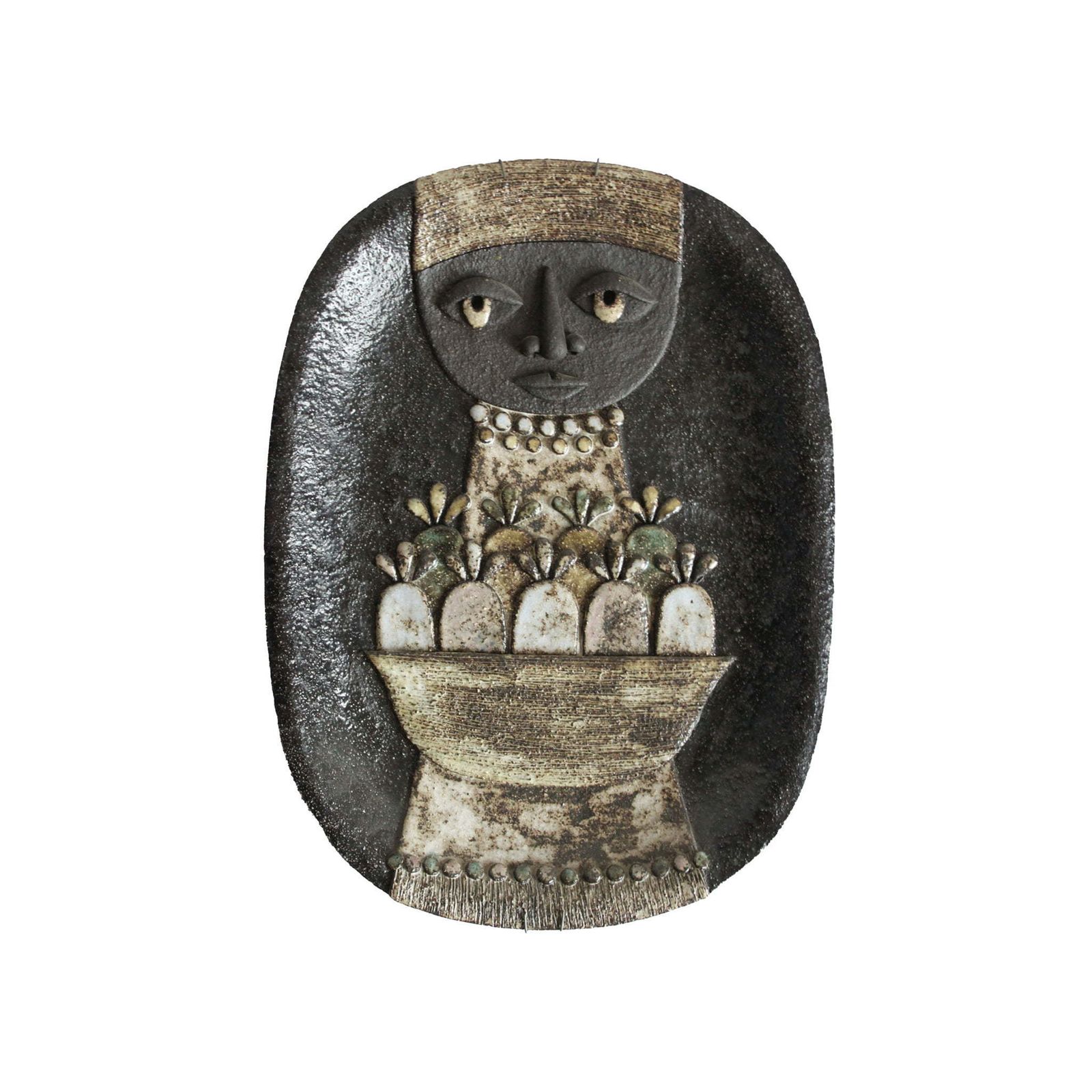 Ceramic Nun Plate By Marie Henriette Bataille For Atelier Dour, Belgium, 1970s