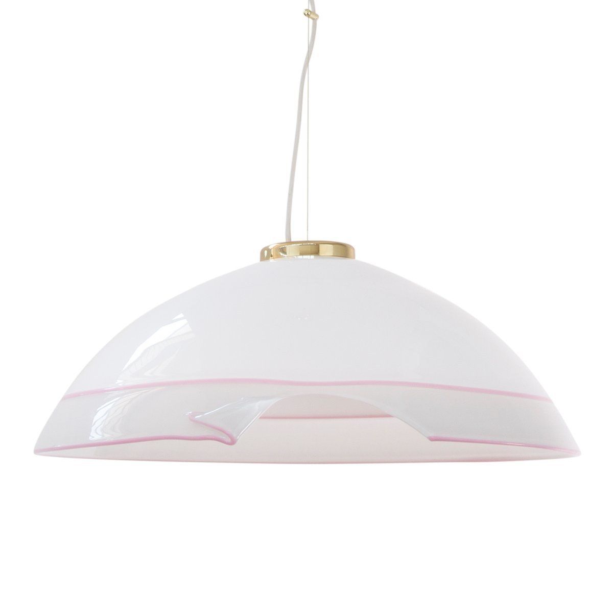 Large Ceiling Lamp In White And Gray Murano Glass, Italy, 1980s