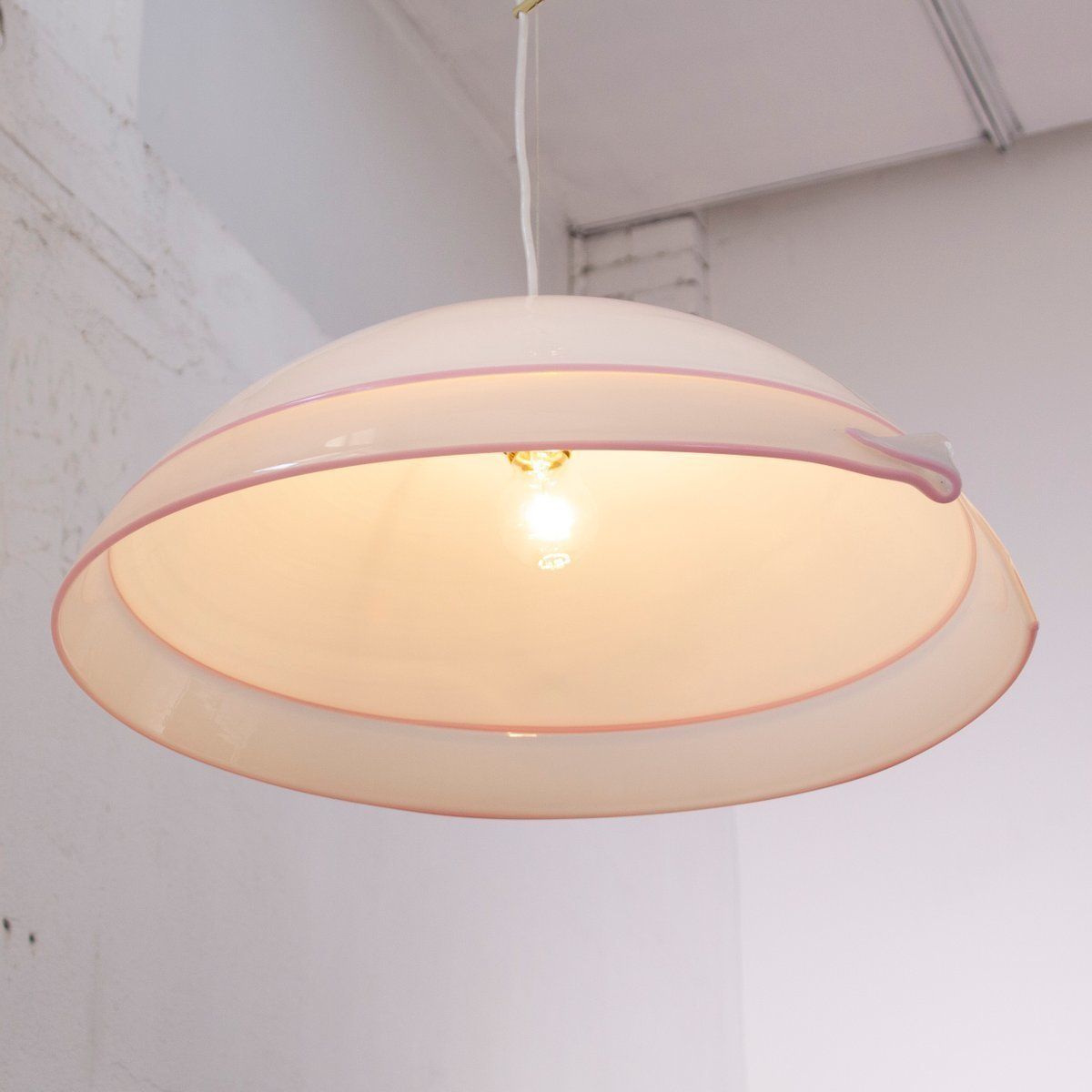 Large Ceiling Lamp In White And Gray Murano Glass, Italy, 1980s photo Lighting