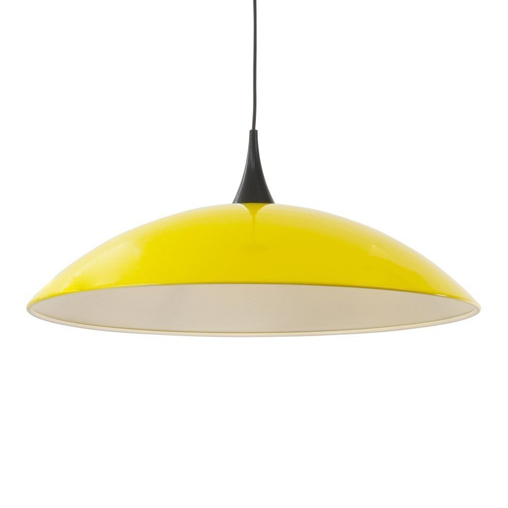 Large Pendant Lamp In Yellow Plastic With White Interior, Italy, 1980s