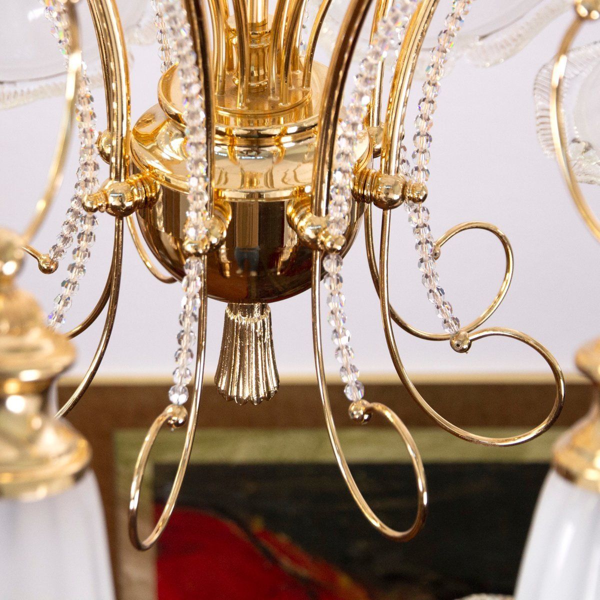 photo furniture Vintage Italian Chandelier In Gold Plated Brass And Swarovski Crystal, 1960s