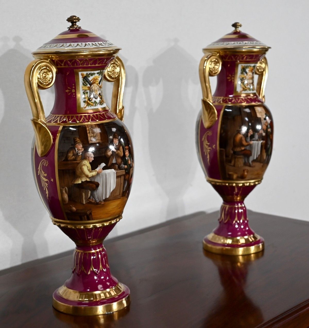 Pair Of Paris Porcelain Vases  Early 20th Century photo for sale