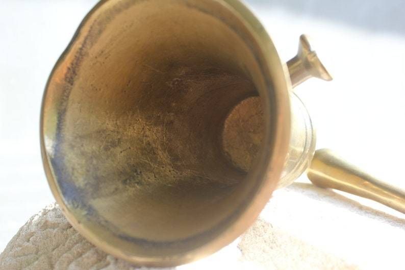 Rare Brass Mortar Solid Spice Hand Grinder And Pestle, Love Cooking Gift, Kitchen Decoration photo vintage