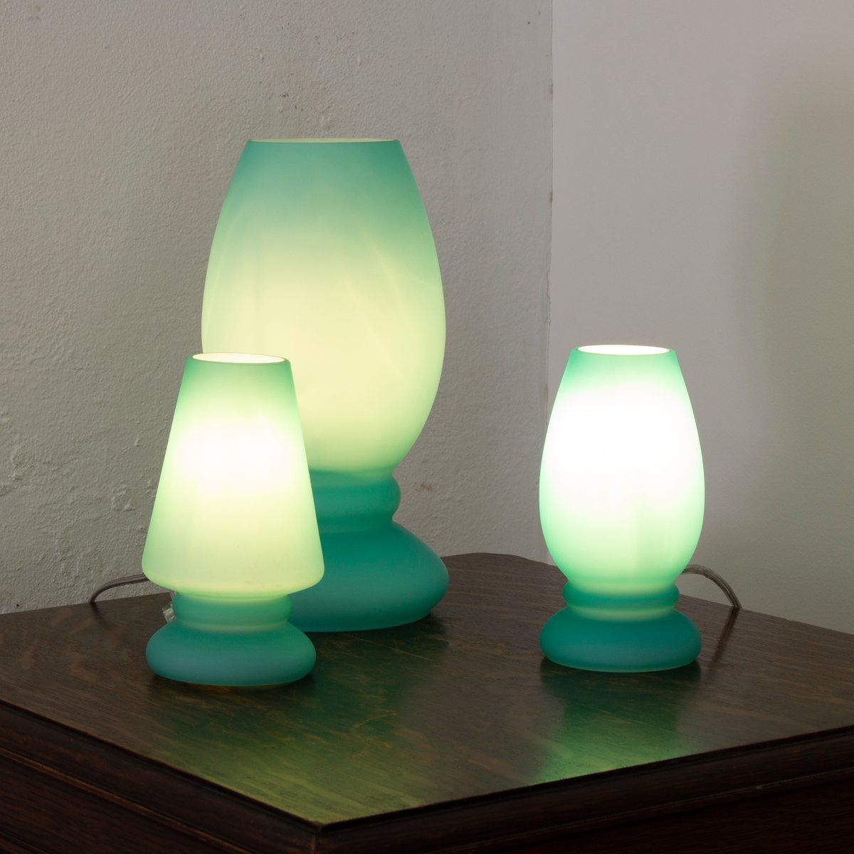 Italian Satin Murano Glass Mushroom Table Lamp From Giesse Milan photo vinterior